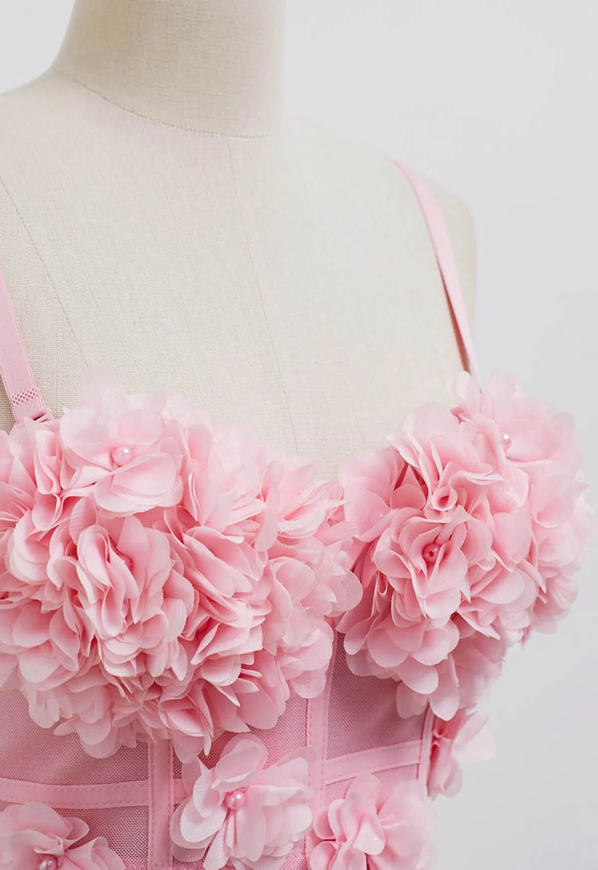 Bustier-Crop-Top „Pearly Petal“ in Rosa