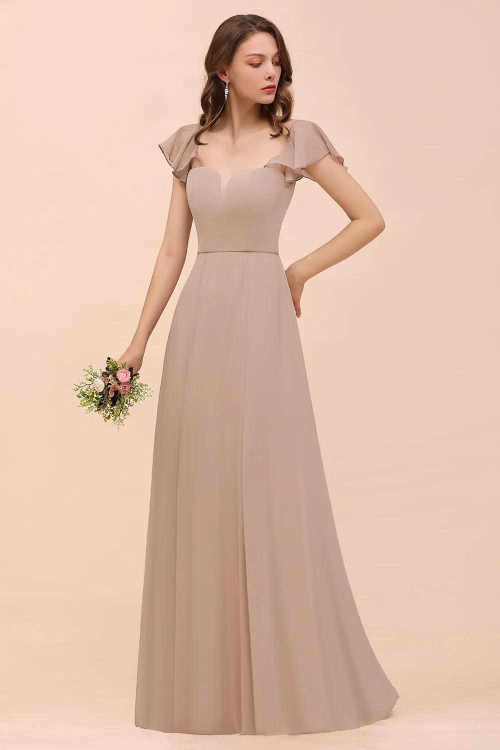 Champagne Brautjungfernkleider Lang | Günstiges Kleid Für Brautjungfern