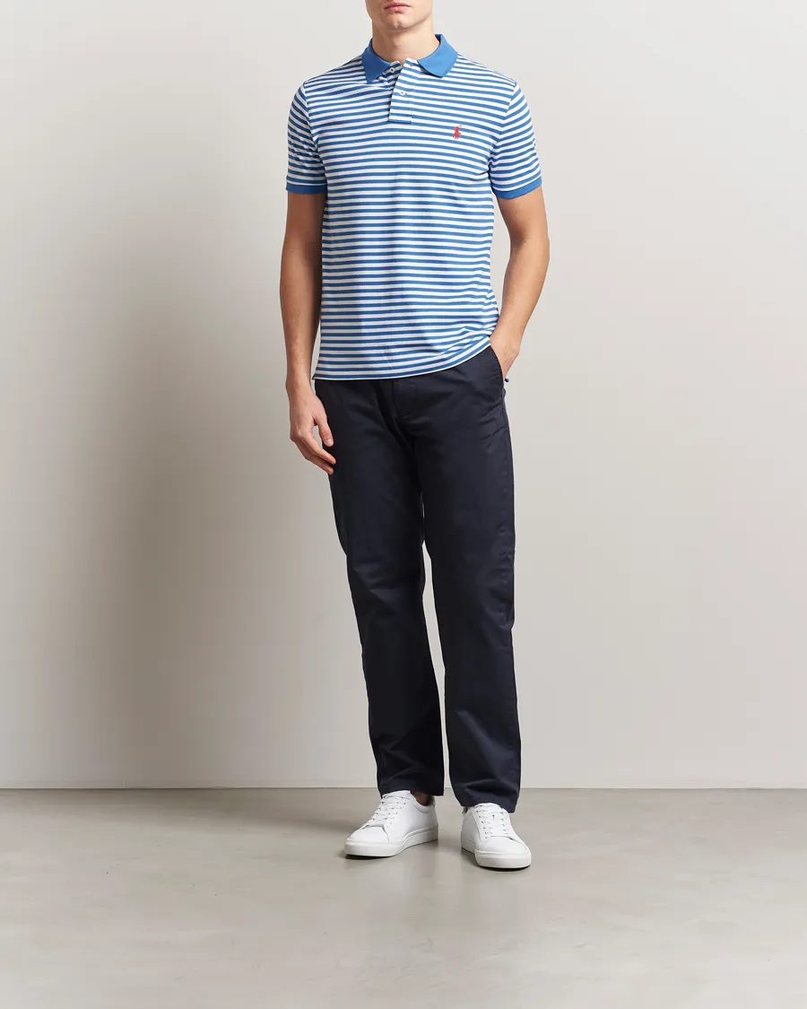 Custom Slim Fit Striped Polo Embayment Blue/White