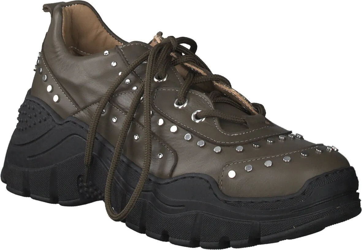 Damen-Schnürschuhe aus Leder 101691977457 (Grün)