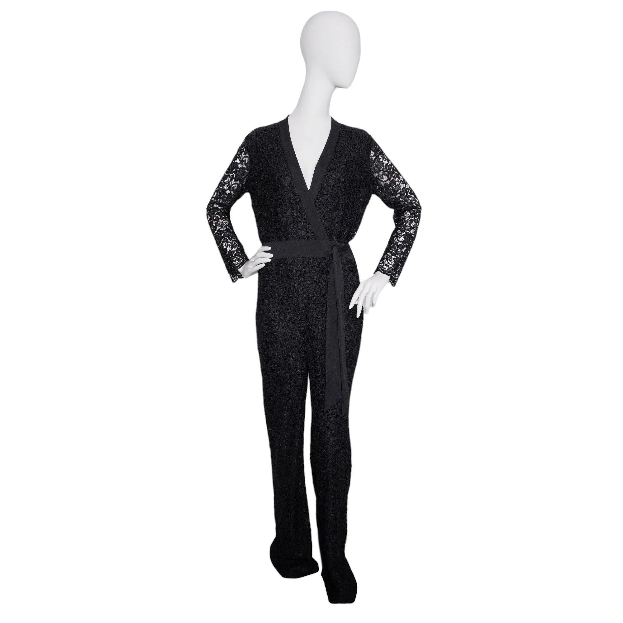Diane von Furstenberg Eleganter Jumpsuit aus schwarzer Spitze