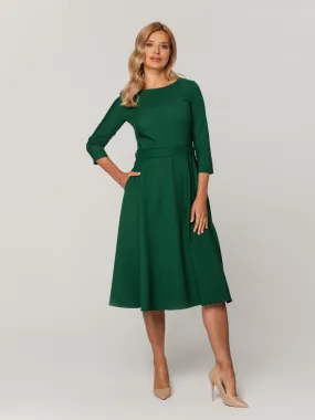 Dunkelgrünes Midikleid für Damen 13676