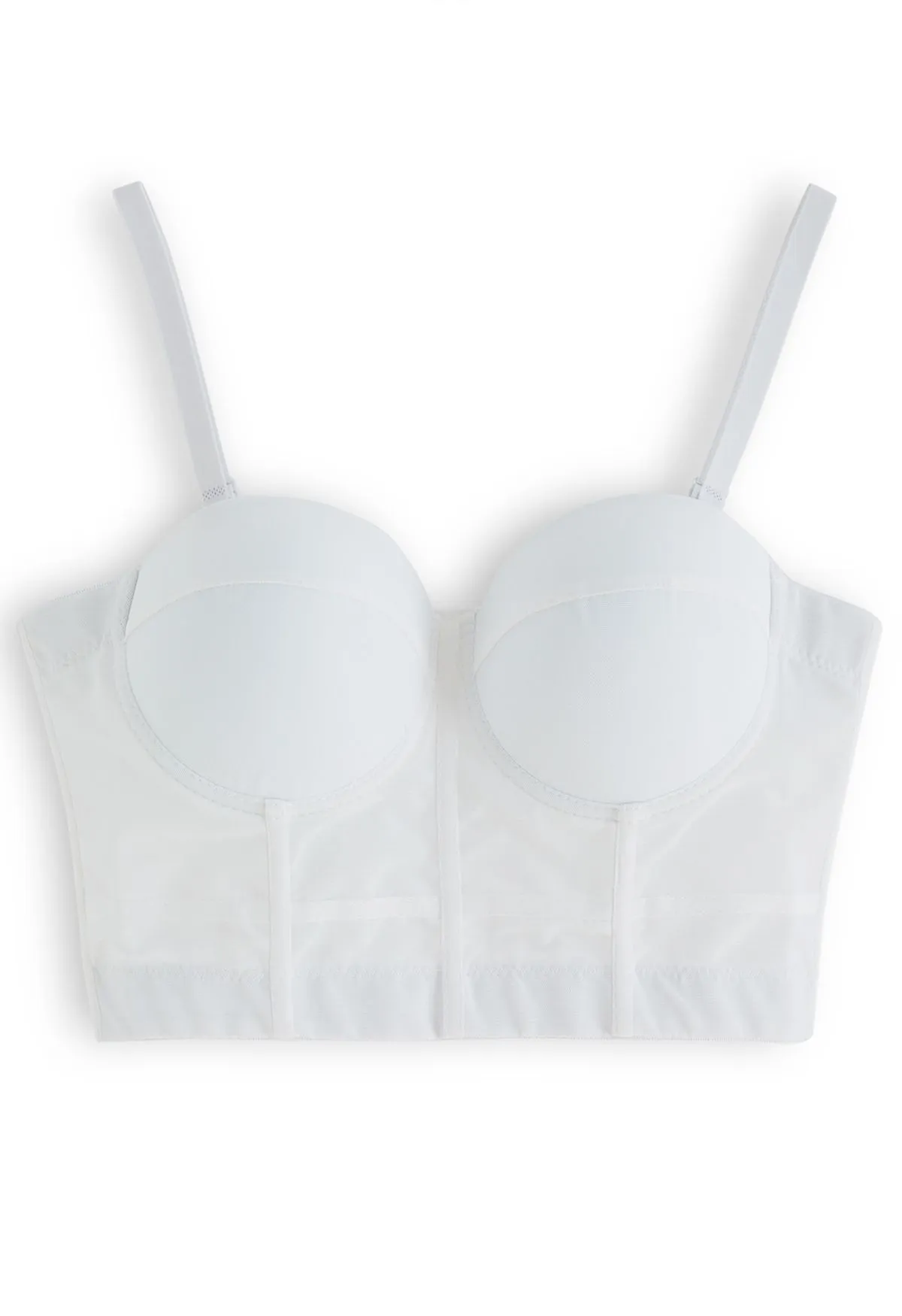 Einfarbiges Bustier-Crop-Top mit Bügeln in Weiß