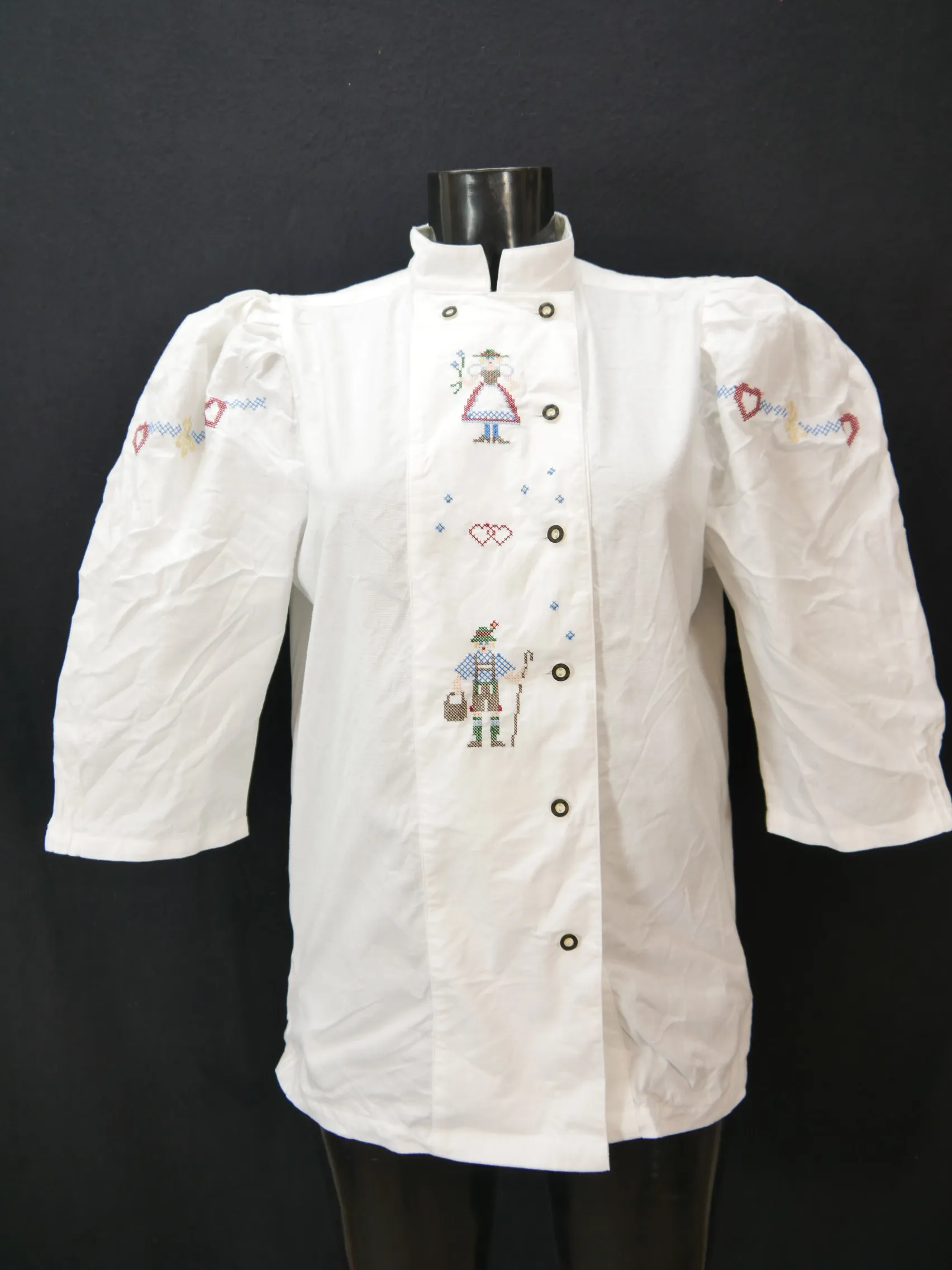 Gr.38 Trachtenbluse weiß Bluse Distler Baumwolle mit Stickerei TB8184