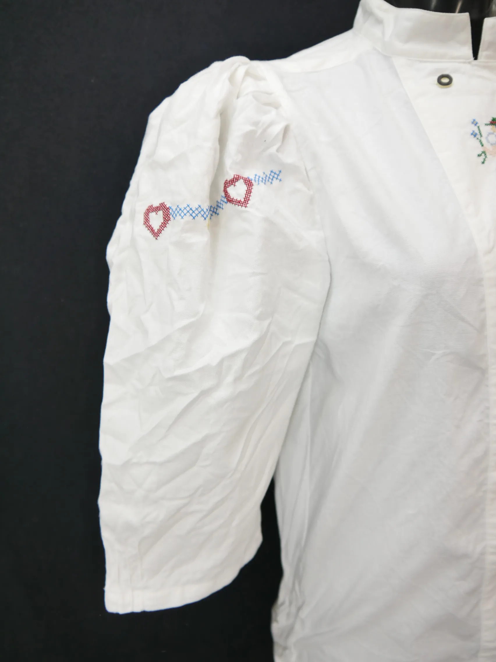 Gr.38 Trachtenbluse weiß Bluse Distler Baumwolle mit Stickerei TB8184