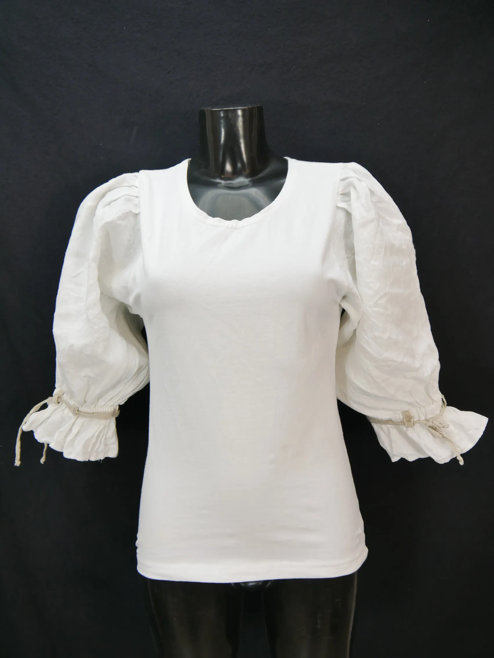 Gr.40 Trachtenbluse weiß Bluse Hess Baumwollmischung mit Rüschen TB7686