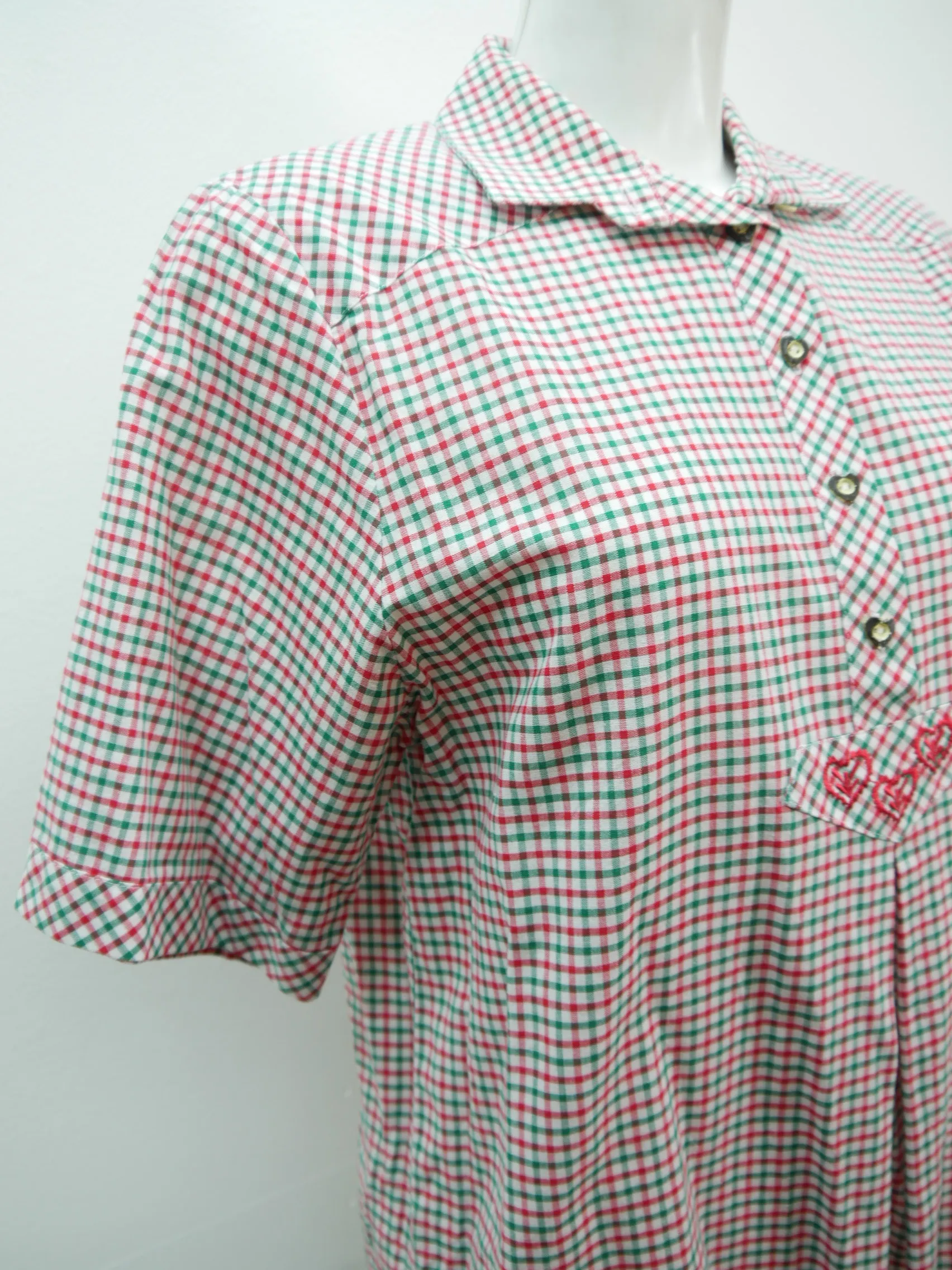 Gr.42 Trachtenbluse bunt Bluse Gede Baumwolle mit Stickerei kariert TB6902