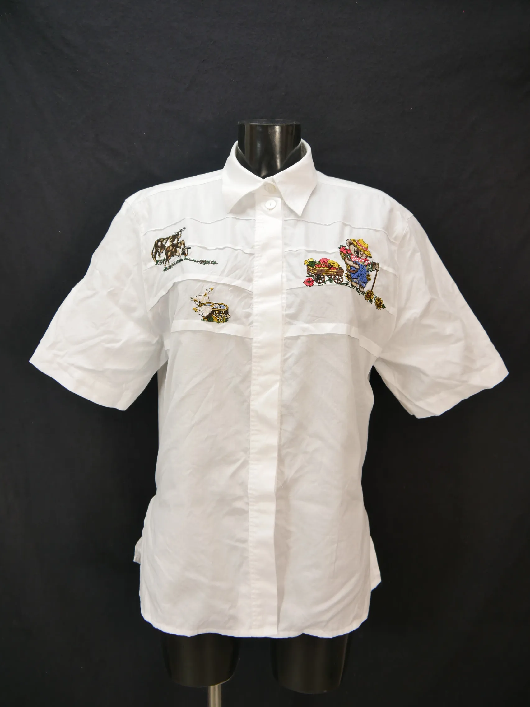 Gr.42 Trachtenbluse weiß Bluse Innovazione Baumwolle mit Stickerei TB7709
