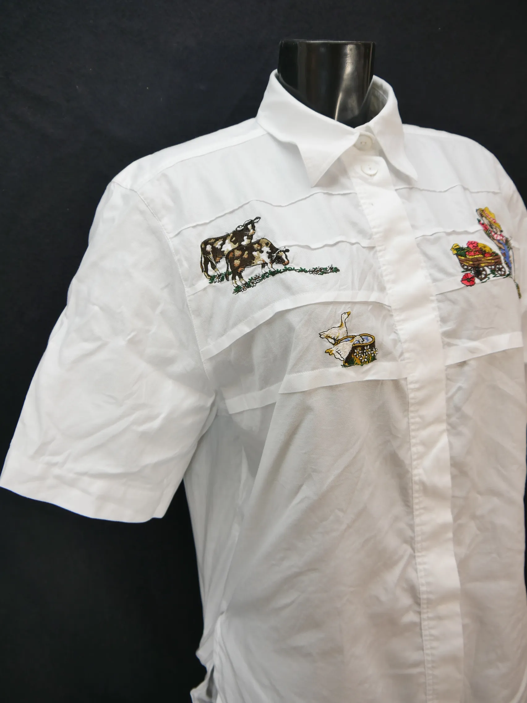 Gr.42 Trachtenbluse weiß Bluse Innovazione Baumwolle mit Stickerei TB7709