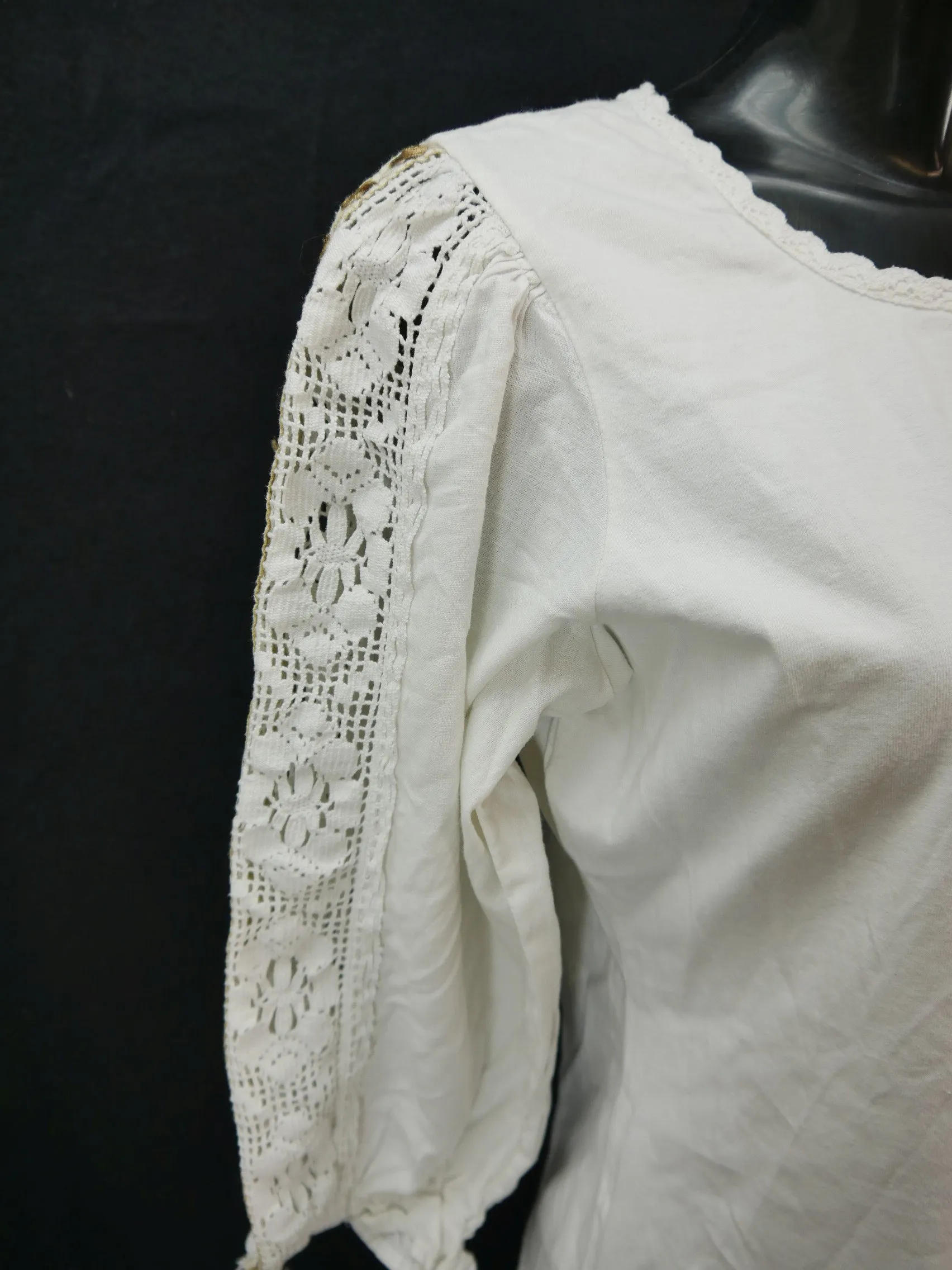 Gr.44 Trachtenbluse weiß Bluse B. Baumwollmischung mit Stretch und Spitze TB6623
