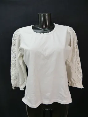 Gr.44 Trachtenbluse weiß Bluse B. Baumwollmischung mit Stretch und Spitze TB6623