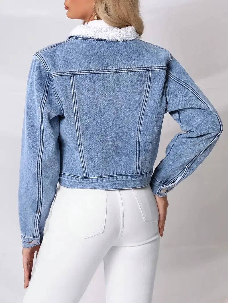 Heidi-Mode | Baumwoll-Denim-Cropped-Jacke