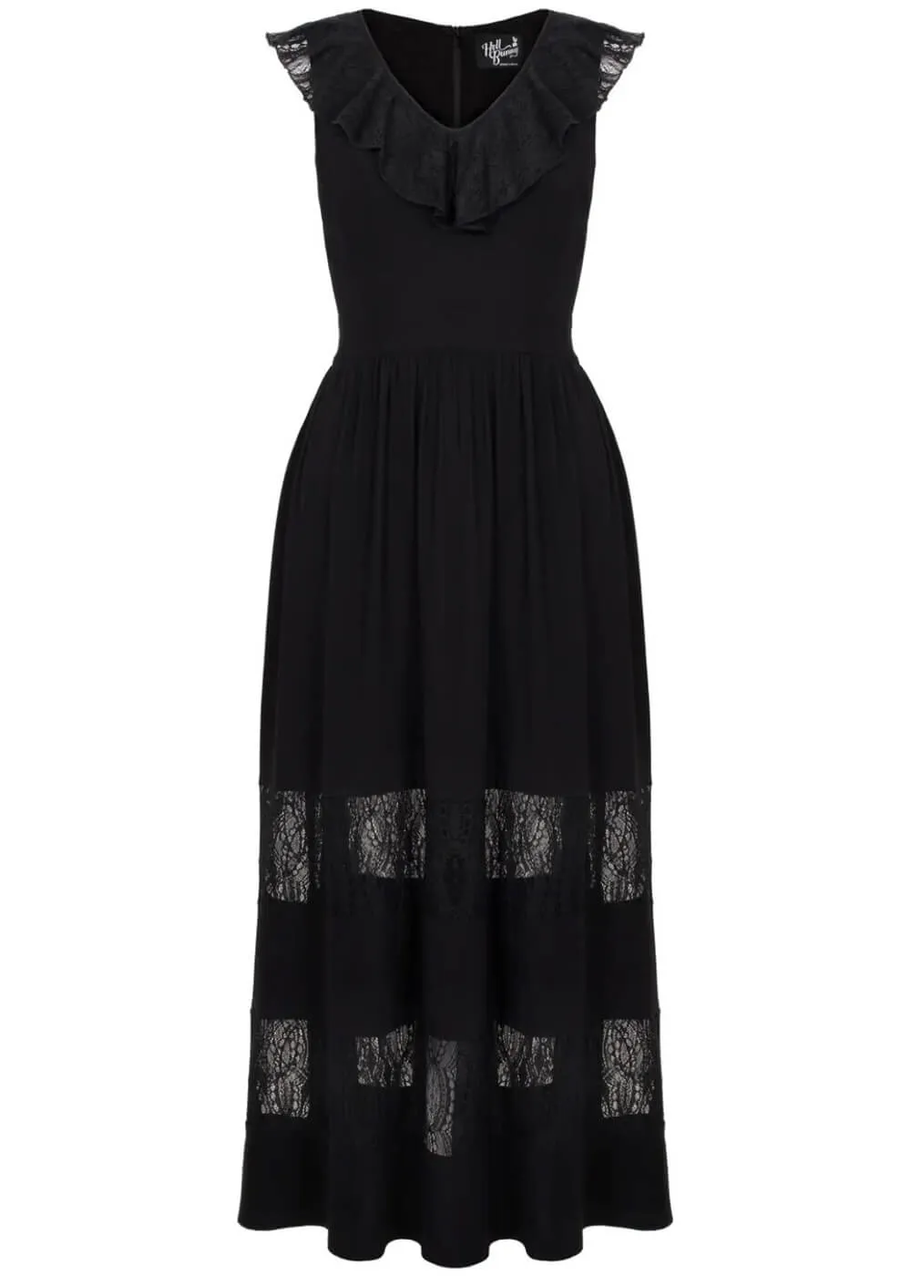 Hell Bunny Mortem Lace 70's Maxikleid Schwarz
