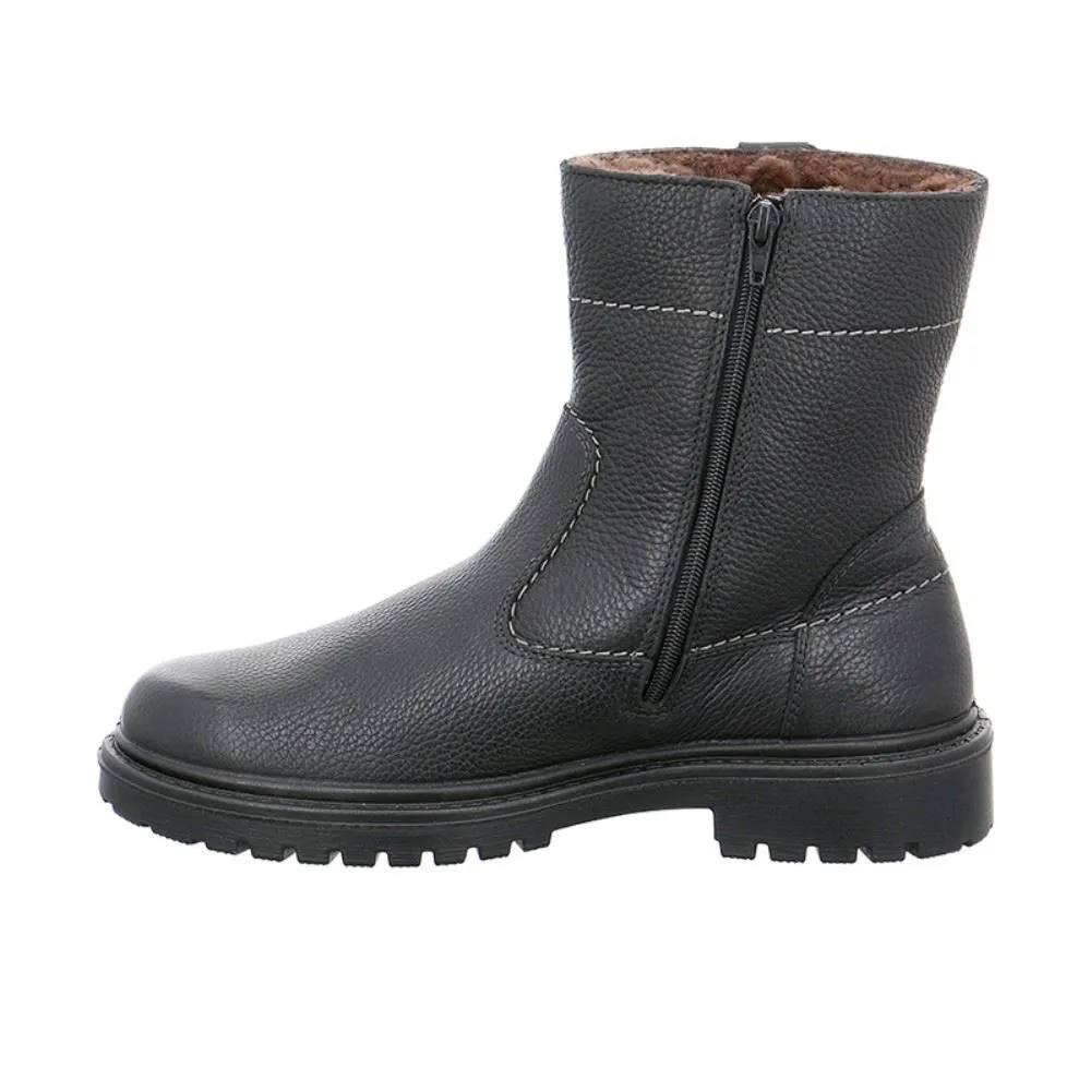 Jomos Stiefel Reißverschluss Lammfell warm H- Weite Leder schwarz 456504