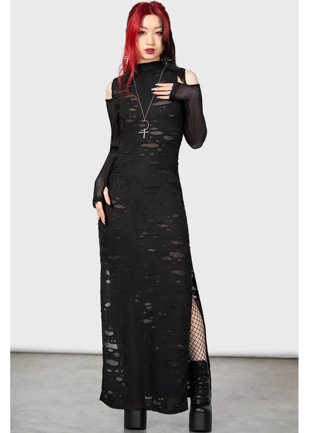 Killstar Biters Maxikleid Schwarz