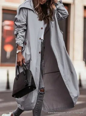 Lange Windjacke Übergangsjacke in Silber für Damen