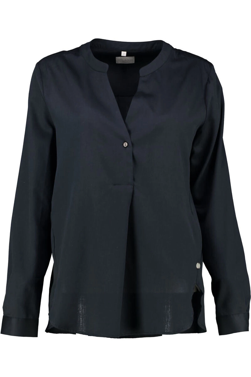 MILANO Bluse schwarz langarm in softer Baumwoll-Qualität