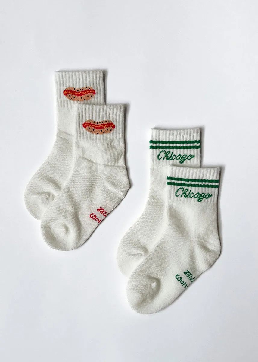 Mini Chicago Crew Sock (2-Pack) - Chicago Dog & Chicago Script