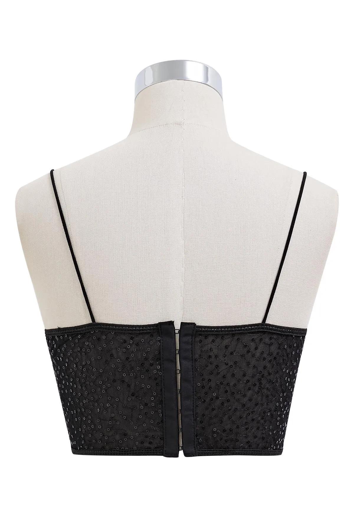 Mit Pailletten besticktes Korsett-Bustier-Oberteil in Schwarz