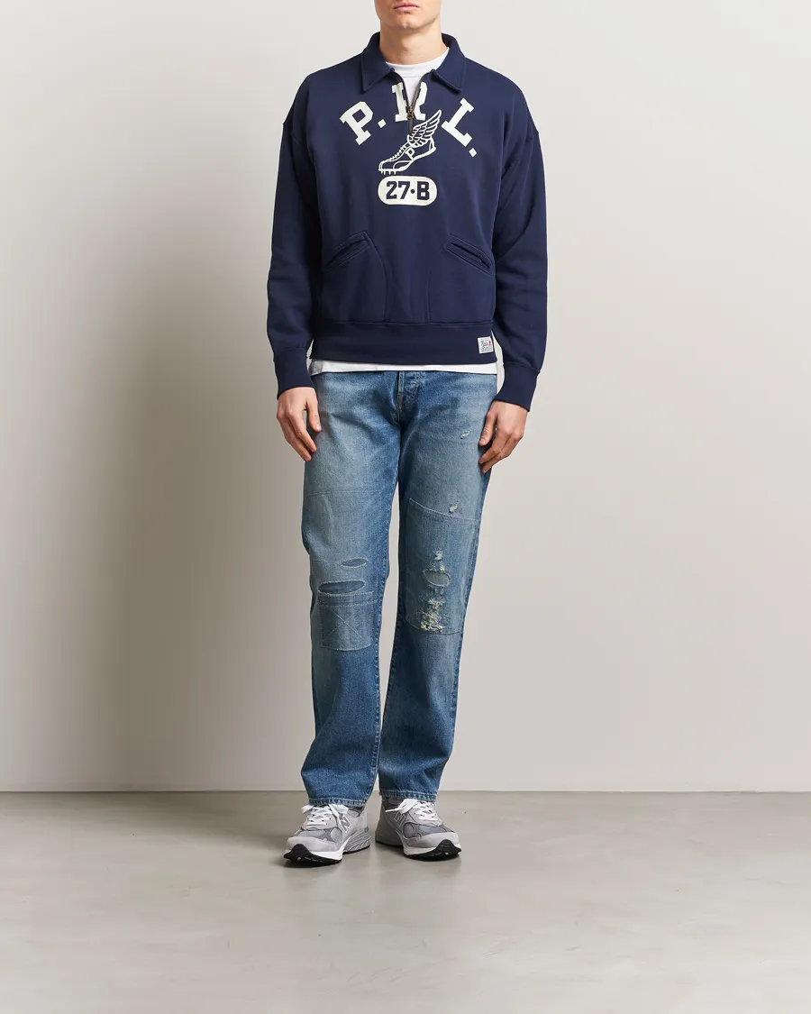 Printed Fleece Half Zip Sweater Cruise Navy