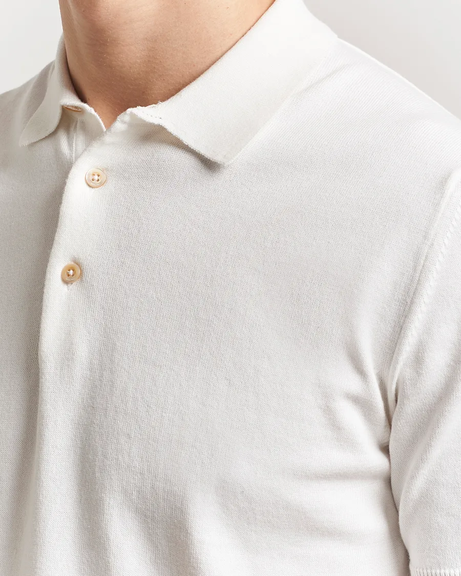 Short Sleeve Knitted Polo White