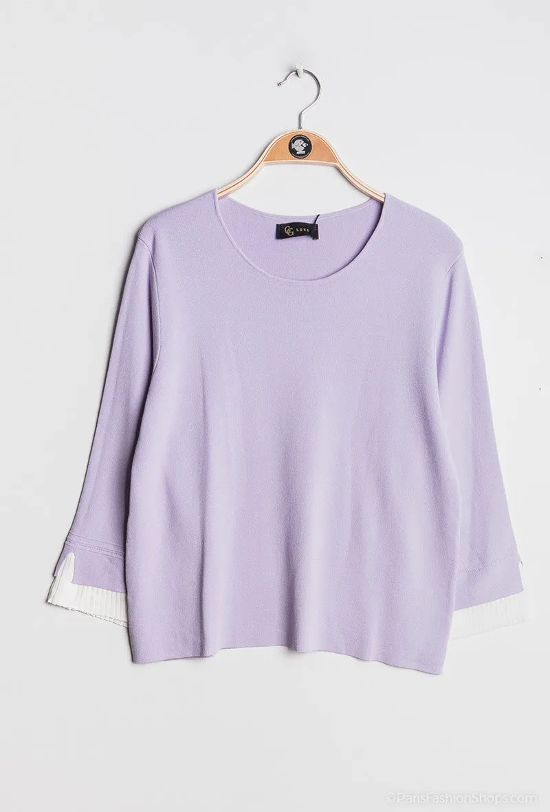 Sweater with pleated ruffles