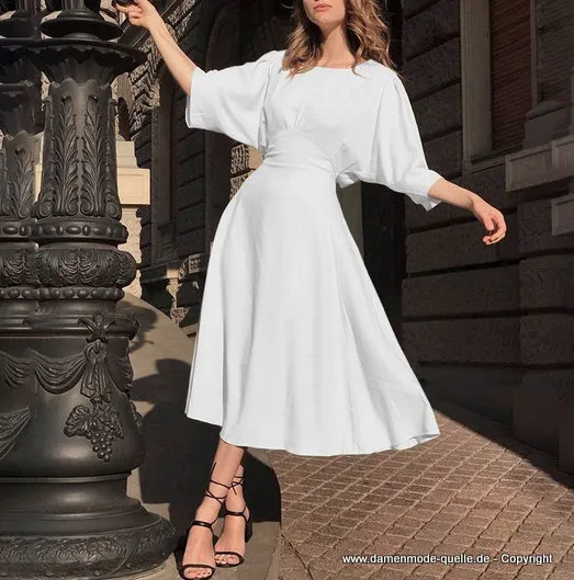 Vintage Sommerkleid Wadenlang in Weiss