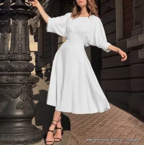 Vintage Sommerkleid Wadenlang in Weiss