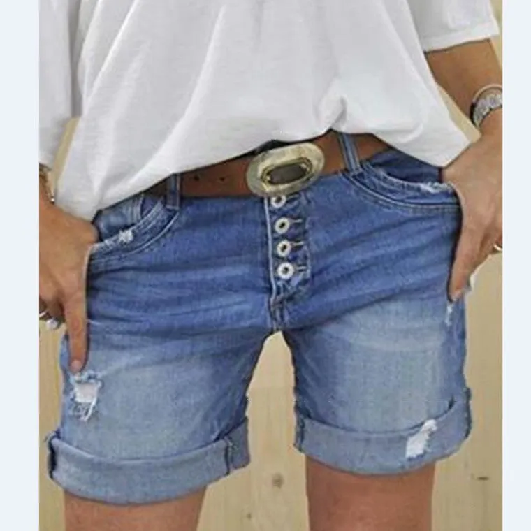Wilda - Damen Ripped Denim Shorts